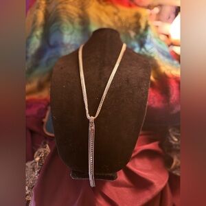 ✨ White House Black Market Silver Tassel Necklace – Modern Chic Statement